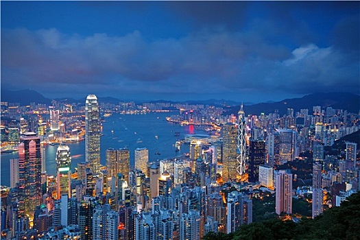 香港,天际线,太平山,日出