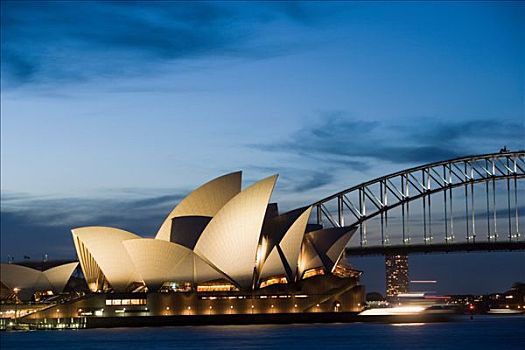 悉尼歌剧院,海港大桥,夜晚