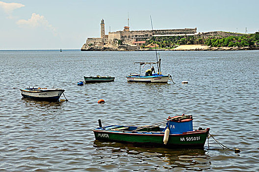 捕鱼,船,马雷贡,滨海休闲区,哈瓦那,古巴,加勒比