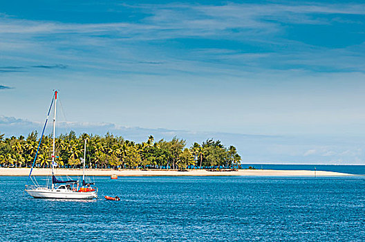 小,帆船,蓝色泻湖,斐济,南太平洋