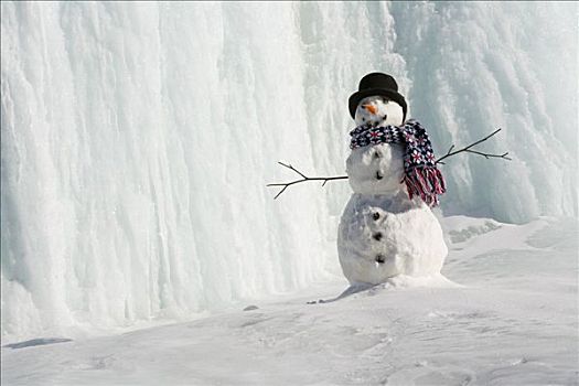 雪人,正面,冰瀑,公园,公路,室内,阿拉斯加,冬天