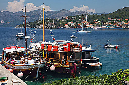 洛普德,lopud,岛风光,从克罗地亚杜布罗夫尼克老城区,世界文化遗产,东端沿亚得里亚海的杜布罗夫尼克港乘游艇前往