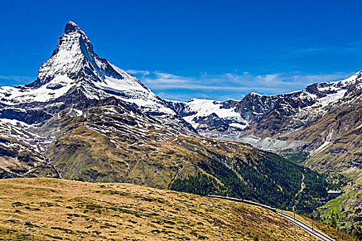 俯视,阿尔卑斯山,马塔角,山顶,策马特峰,瑞士