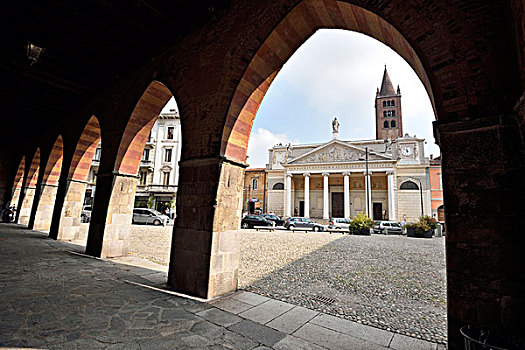 拱道,看穿,教堂,克雷默那,伦巴第,意大利