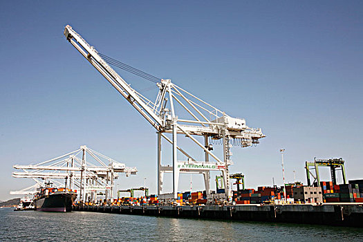 集装箱船,起重机,商业码头,奥克兰,加利福尼亚,美国