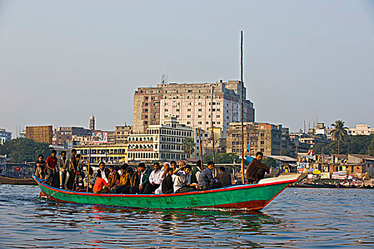 划艇,忙碌,达卡,孟加拉,亚洲
