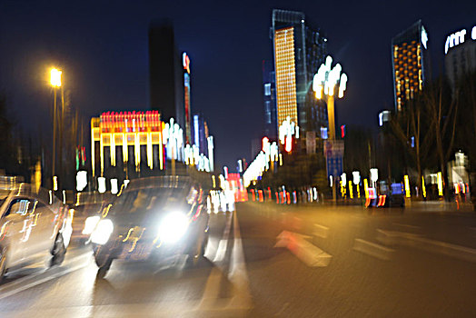 夜景,灯光线条,晃动