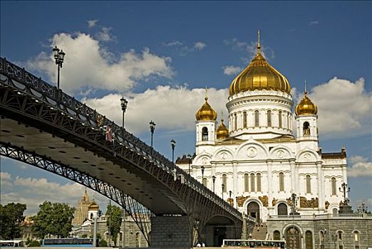 河,桥,耶稣,大教堂,莫斯科,俄罗斯,东欧,欧洲