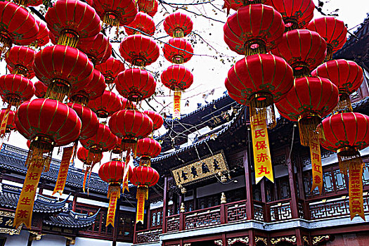 悬挂,红灯笼,上海,中国