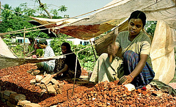 劳工,砖,建筑工程,达卡,孟加拉,1998年