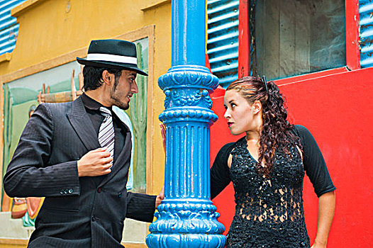 伴侣,探戈,舞者,街道,地区,布宜诺斯艾利斯,阿根廷,南美
