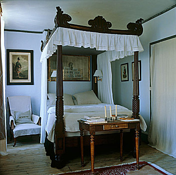 衣服,19世纪,四柱床,围绕,苏格兰,肖像