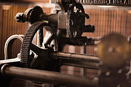 铁,齿轮,老,编织,机器,纺织厂