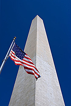 美国,华盛顿,美国国旗,华盛顿纪念碑,方尖塔
