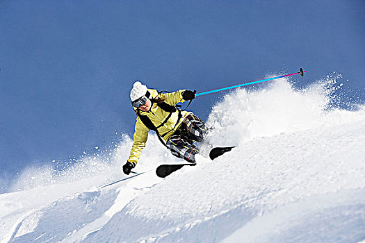 女人,滑雪,速度