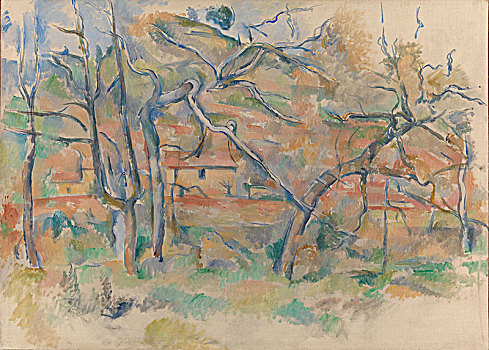 树,房子,普罗旺斯,艺术家