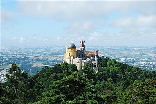 彩色,宫殿,岩石,风景,辛特拉,葡萄牙