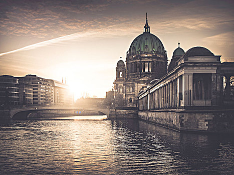 日出,柏林大教堂,柏林,德国,欧洲