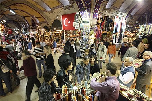人,大巴扎集市,遮盖,集市,大棚市场,许多,商品,伊斯坦布尔,土耳其