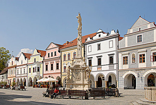 大广场,广场,喷泉,文艺复兴,房子,捷克共和国,欧洲