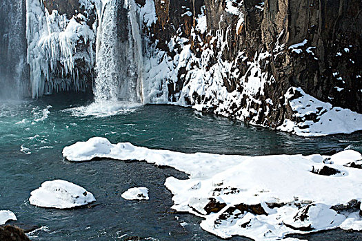 特写,冰瀑,神灵瀑布,冰岛