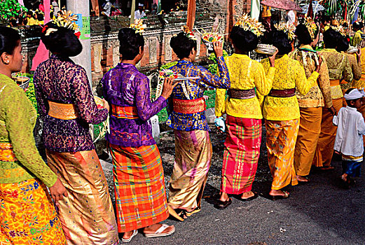 印度尼西亚,巴厘岛,女人,仪式,服装,庙宇
