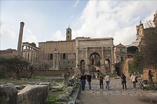 古罗马广场,拱形,柱子,庙宇,国会,罗马,意大利