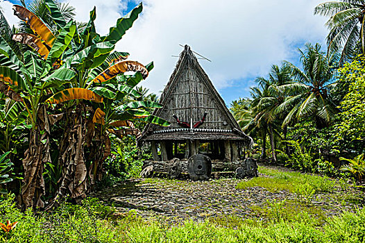 传统,房子,石头,钱,正面,岛屿,雅浦岛,密克罗尼西亚