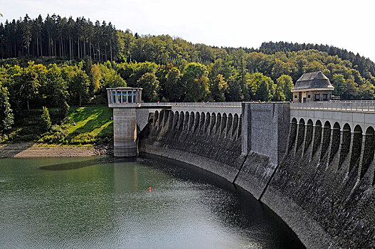坝,水库,自然公园,藻厄兰,区域,北莱茵威斯特伐利亚,德国,欧洲