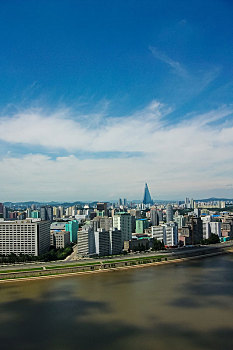 朝鲜平壤城市天际线景观