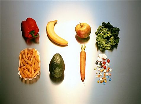 新鲜,蔬菜,水果,薯条,托盘