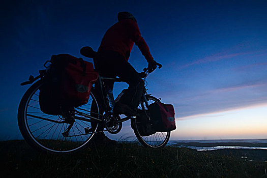 骑车,自行车,旅游,岛,外赫布里底群岛,苏格兰,英国,欧洲