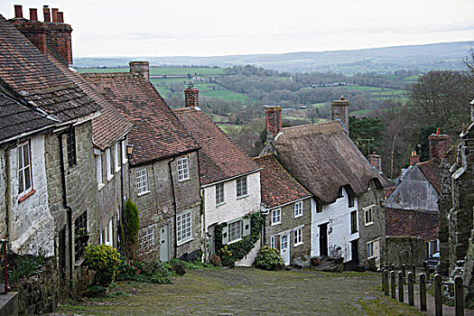 风景,浪漫,英国,乡村,俯视,金色,英里,多西特,英格兰