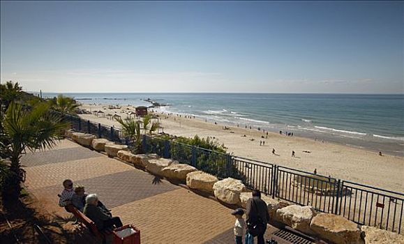 俯视,海滩,山药,以色列