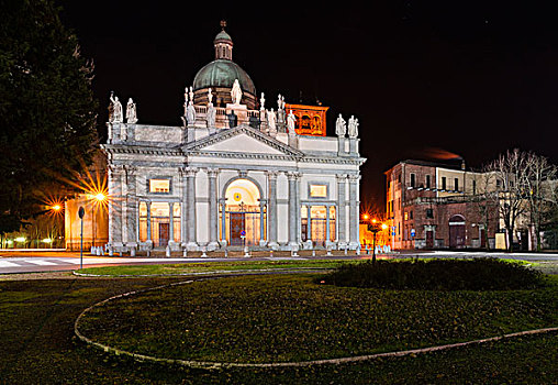 新古典主义,建筑,大教堂,夜晚,韦尔切利,意大利,欧洲