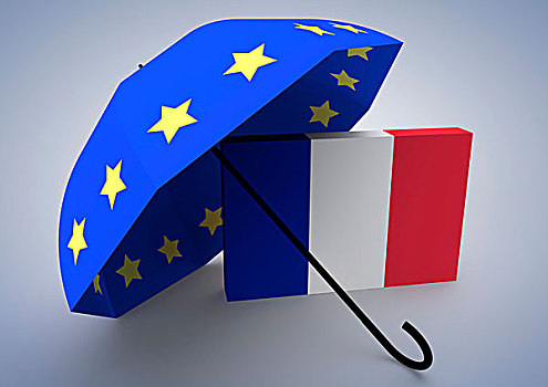 法国,救助,降落伞,伞,象征,欧元,危机,金融,插画