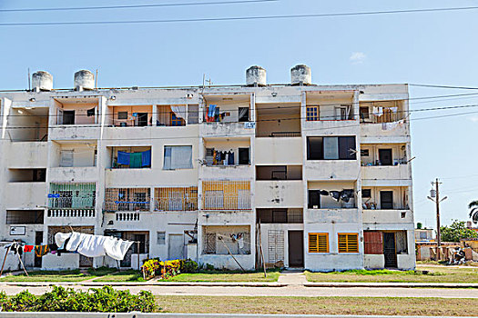 社会住房,复杂,古巴,特色,公寓,风格,国家,展览,户外,洗衣服,破旧,基础设施,马坦萨斯