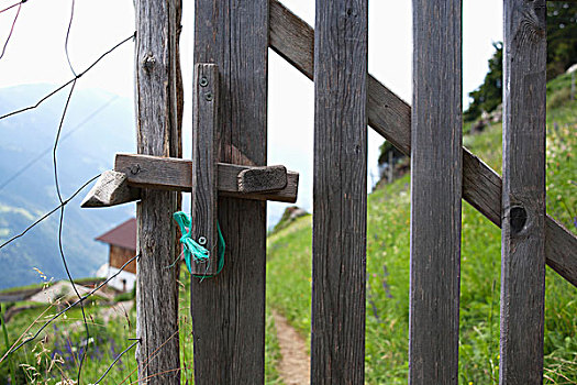 木门,铁丝栅栏,阿尔卑斯山
