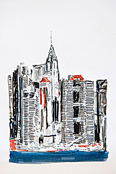 纽约,摩天大楼,克莱斯勒大厦,曼哈顿,绘画,艺术家,德国