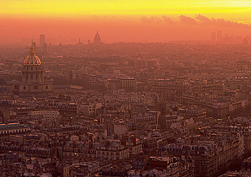 法国,巴黎,屋顶,日出