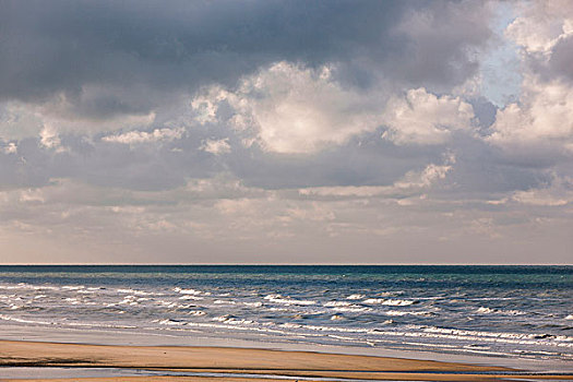 海浪,沙滩,条纹大理岩,海岸,诺曼底