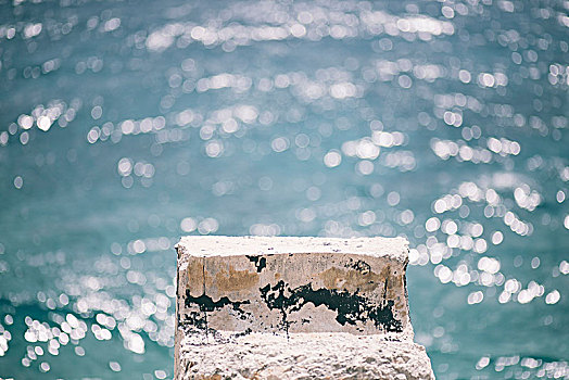 块,水泥,挨着,海洋