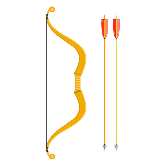 弓箭_象征_风格_隔绝_白色背景_背景_矢量_插画_猎捕_高清图片_全景