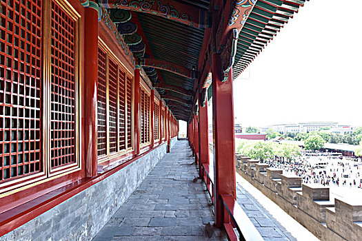 故宫的走廊,红色的柱子