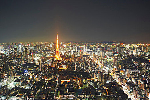 城市,风景,东京塔,夜晚,东京,日本