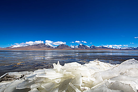 雪山下的湖泊