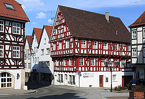 半木结构房屋,角,区域,巴登符腾堡,德国,欧洲