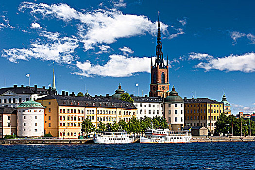 船,港口,骑士岛,湖,斯德哥尔摩,瑞典