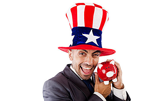 男人,美洲,帽子,存钱罐