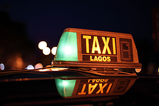 拉各斯,出租车,标识,光亮,夜晚,阿尔加维,葡萄牙